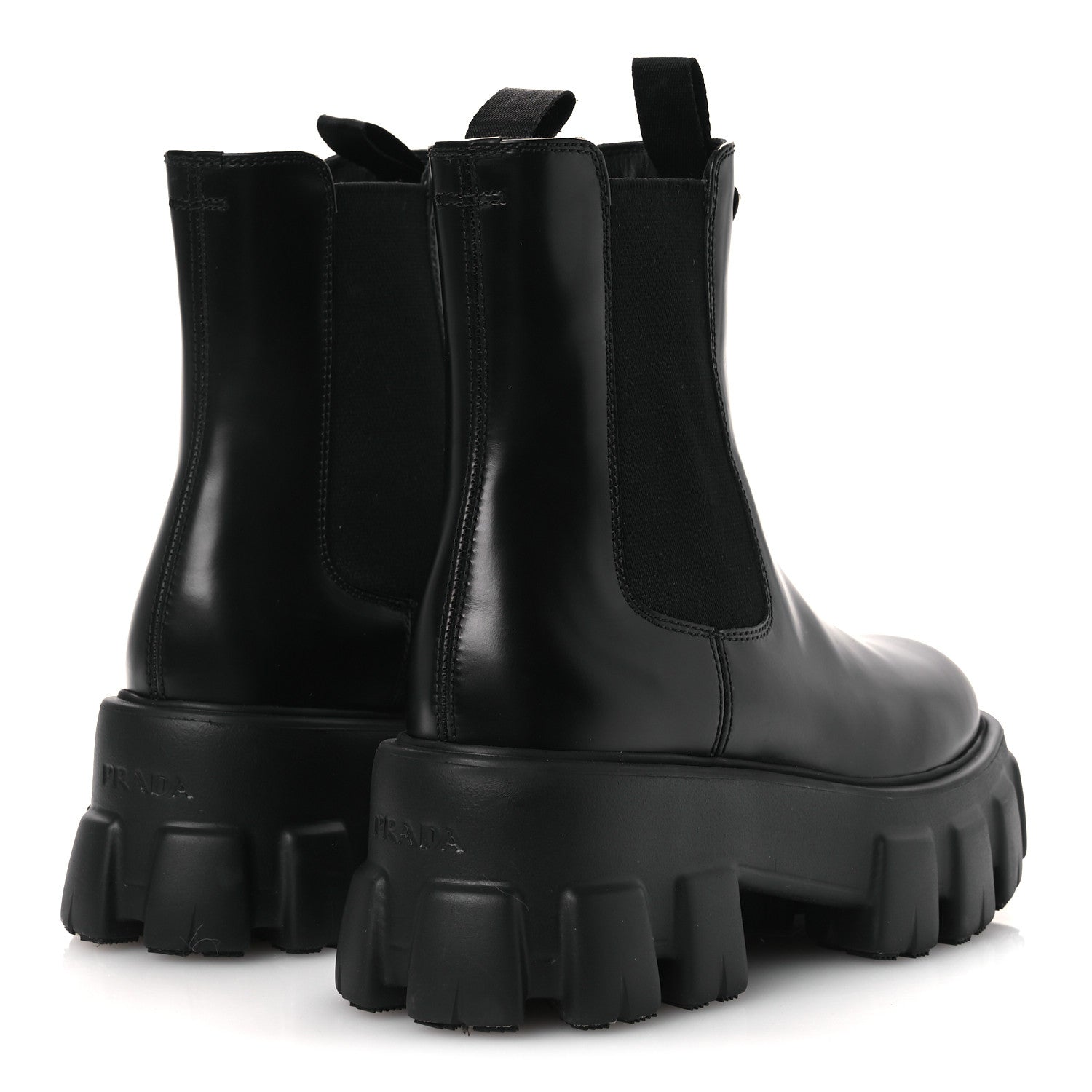 Prada Spazzolato Rois Triangle Monolith Chelsea 55mm Boots 36 Black 5 of 12