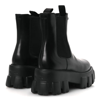 Prada Spazzolato Rois Triangle Monolith Chelsea 55mm Boots 36 Black 5 of 12