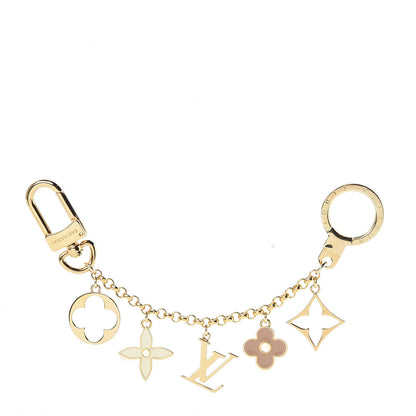 Louis Vuitton Brass Enamel Fleur De Monogram Bag Charm Chain Gold 1 of 4