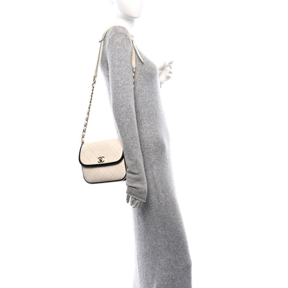 Chanel Caviar Quilted Round Messenger Flap White Black 2 of 10