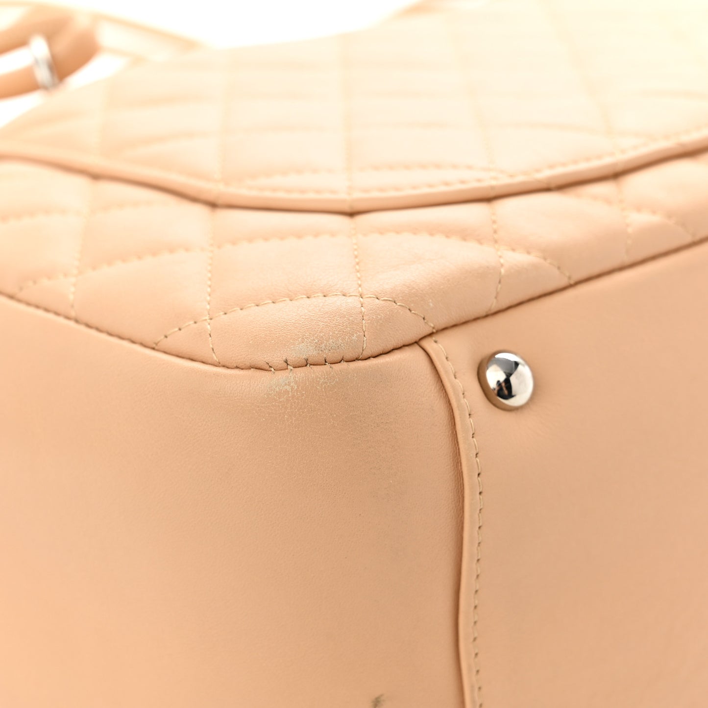 Calfskin Quilted Large Cambon Flap Beige Black Beige Black