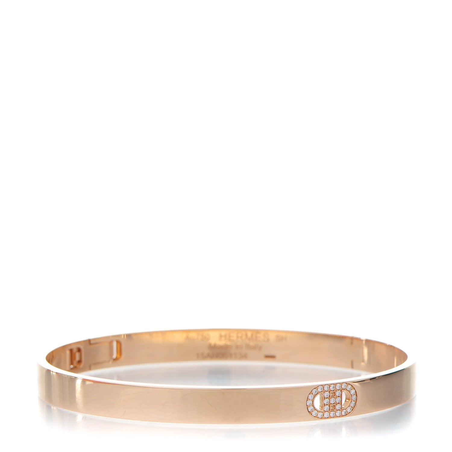 Hermes 18K Rose Gold Diamond PM H D'Ancre Bracelet SH 1 of 5
