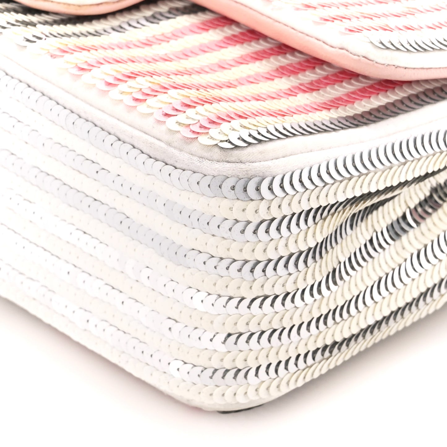 Sequin Striped Mini Flap Pink White