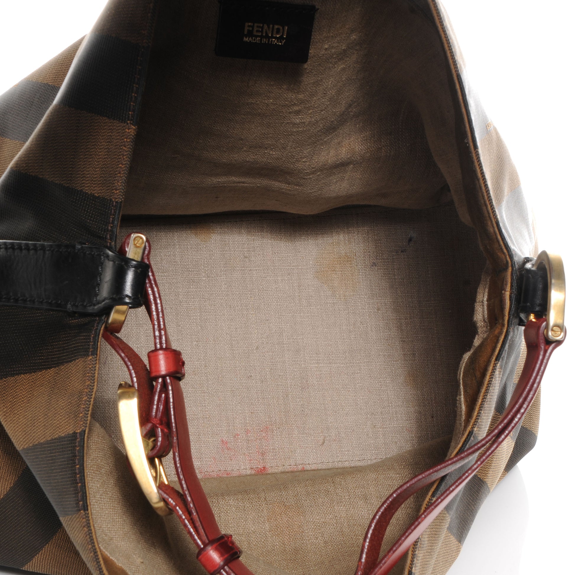 Fendi Pequin Cuoio Vegetale Large Hobo Tobacco Rosso Black 5 of 11