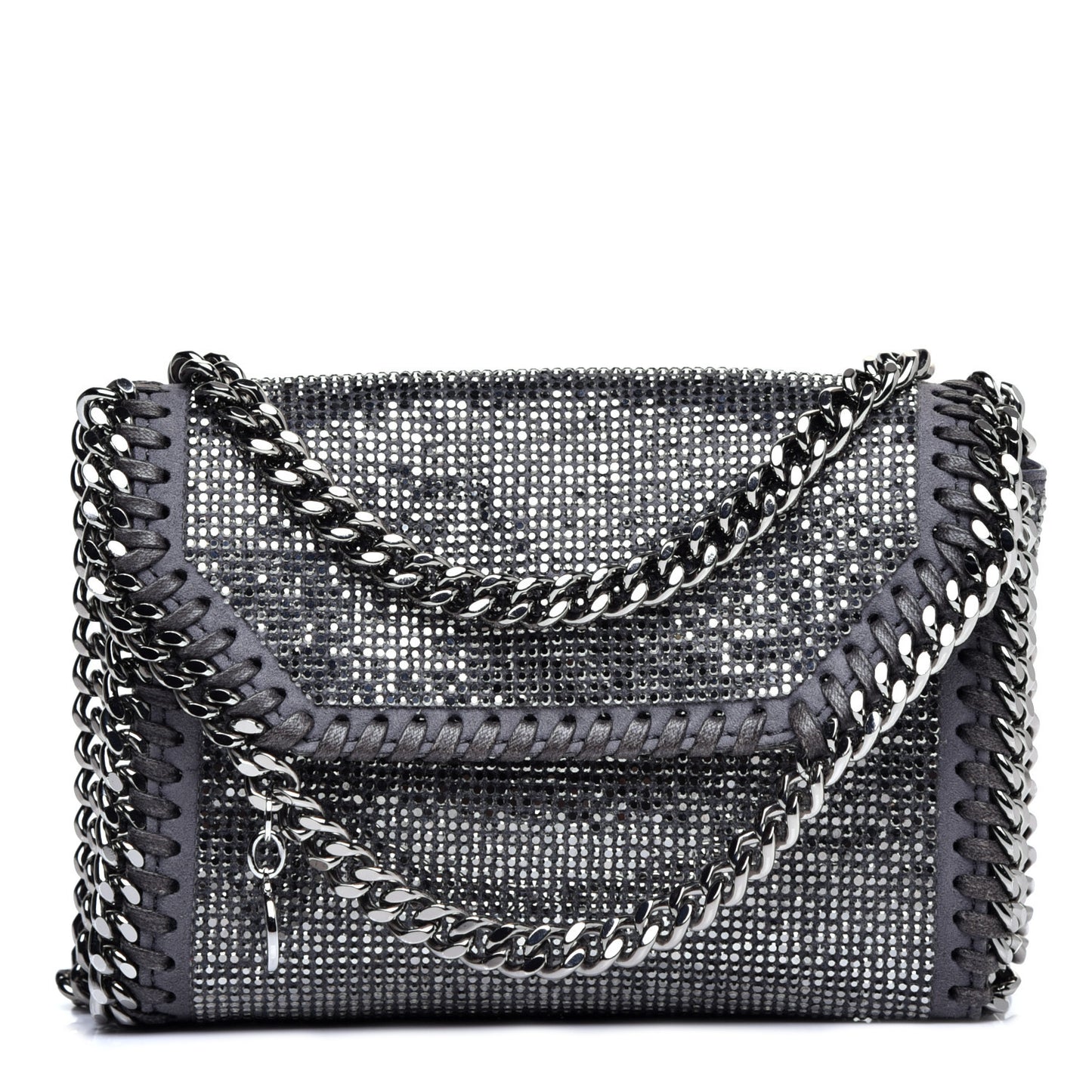 Crystal Stones Tiny Fold Over Falabella Grey
