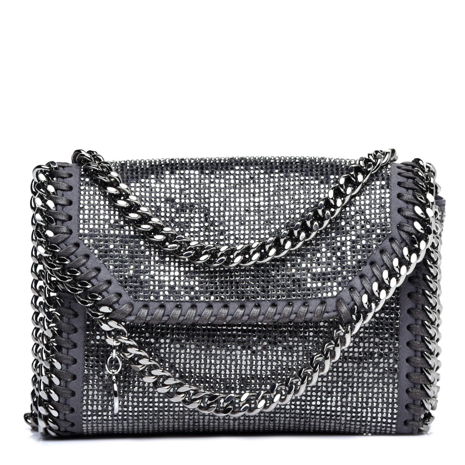 Stella McCartney Crystal Stones Tiny Fold Over Falabella Grey 1 of 9