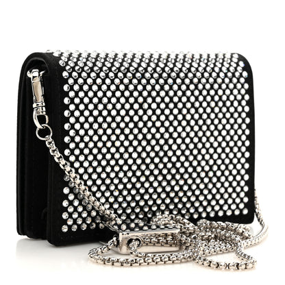 Prada Satin Crystal Metal Triangle Logo Card Holder With Strap Cristal 3 of 10