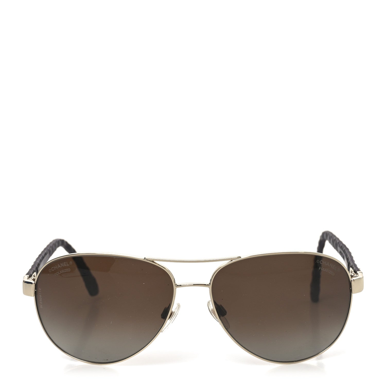Chanel Metal Lambskin Quilted CC Pilot Summer Aviator Sunglasses 4204-Q Gold Brown 3 of 12
