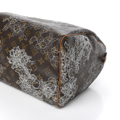Louis Vuitton Monogram Dentelle Speedy 30 Silver 8 of 9