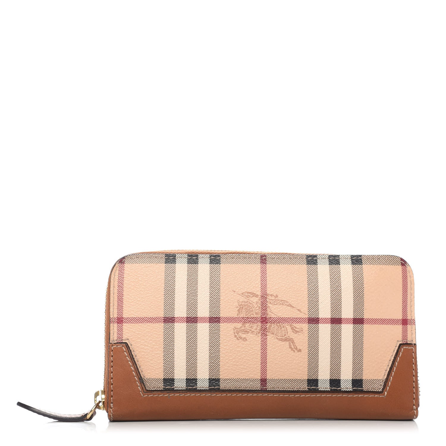 Burberry Haymarket Check Zip Around Wallet Tan 1 of 9