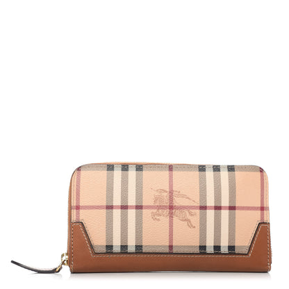 Burberry Haymarket Check Zip Around Wallet Tan 1 of 9