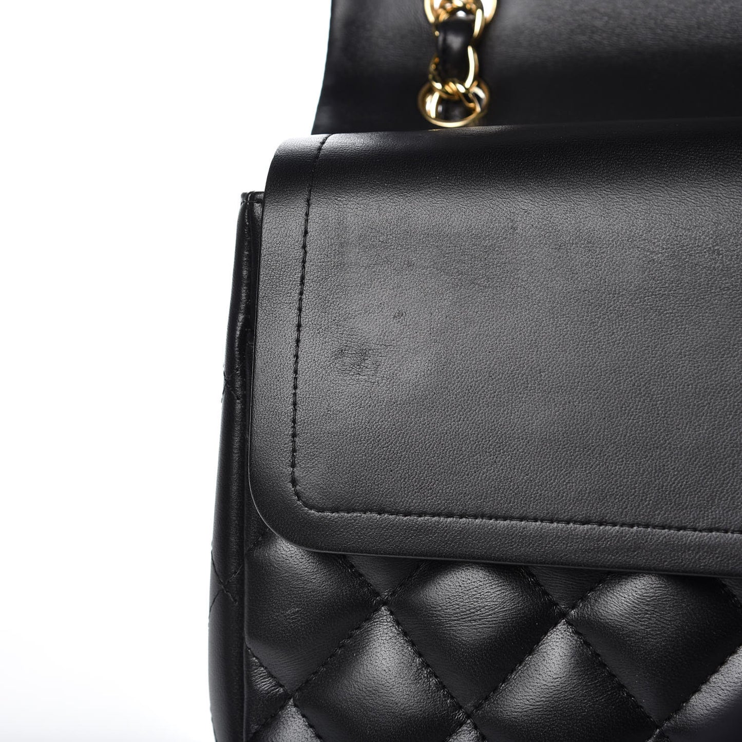 Lambskin Quilted Jumbo Double Flap Black