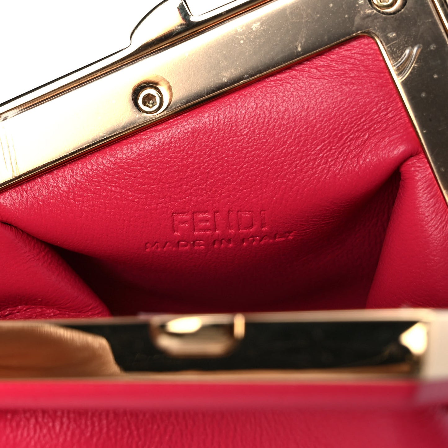 Shiny Nappa Nano Fendi First Bag Charm Lampone