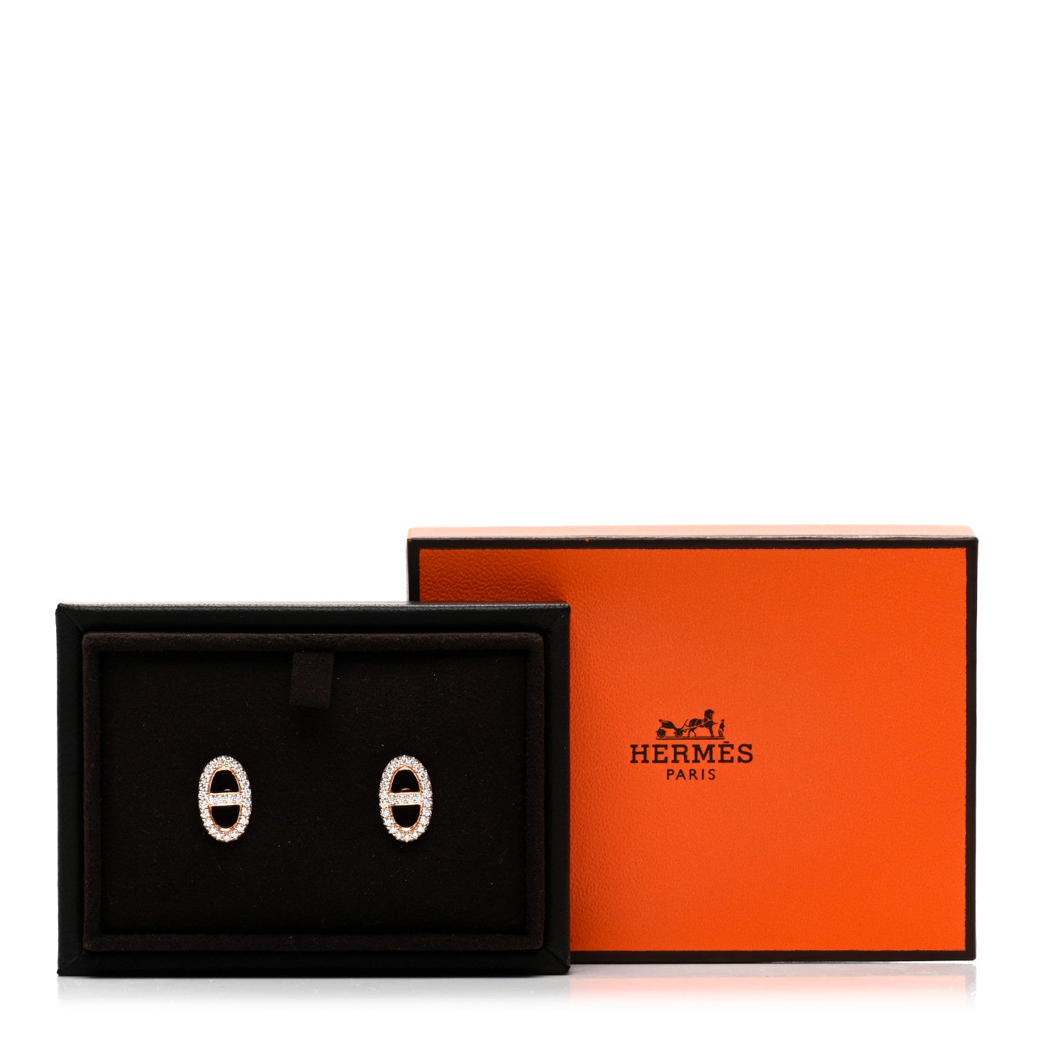 Hermes 18K Rose Gold Diamond New Farandole Earrings 5 of 5