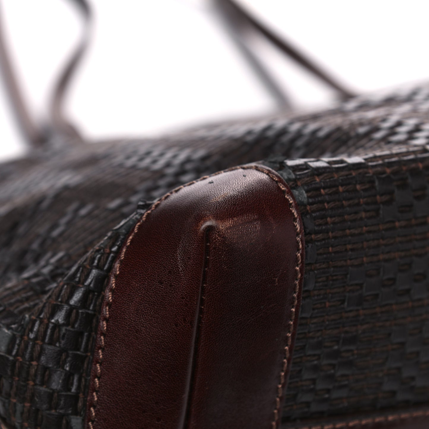 Calfskin FF Woven Medium Roll Tote Moro