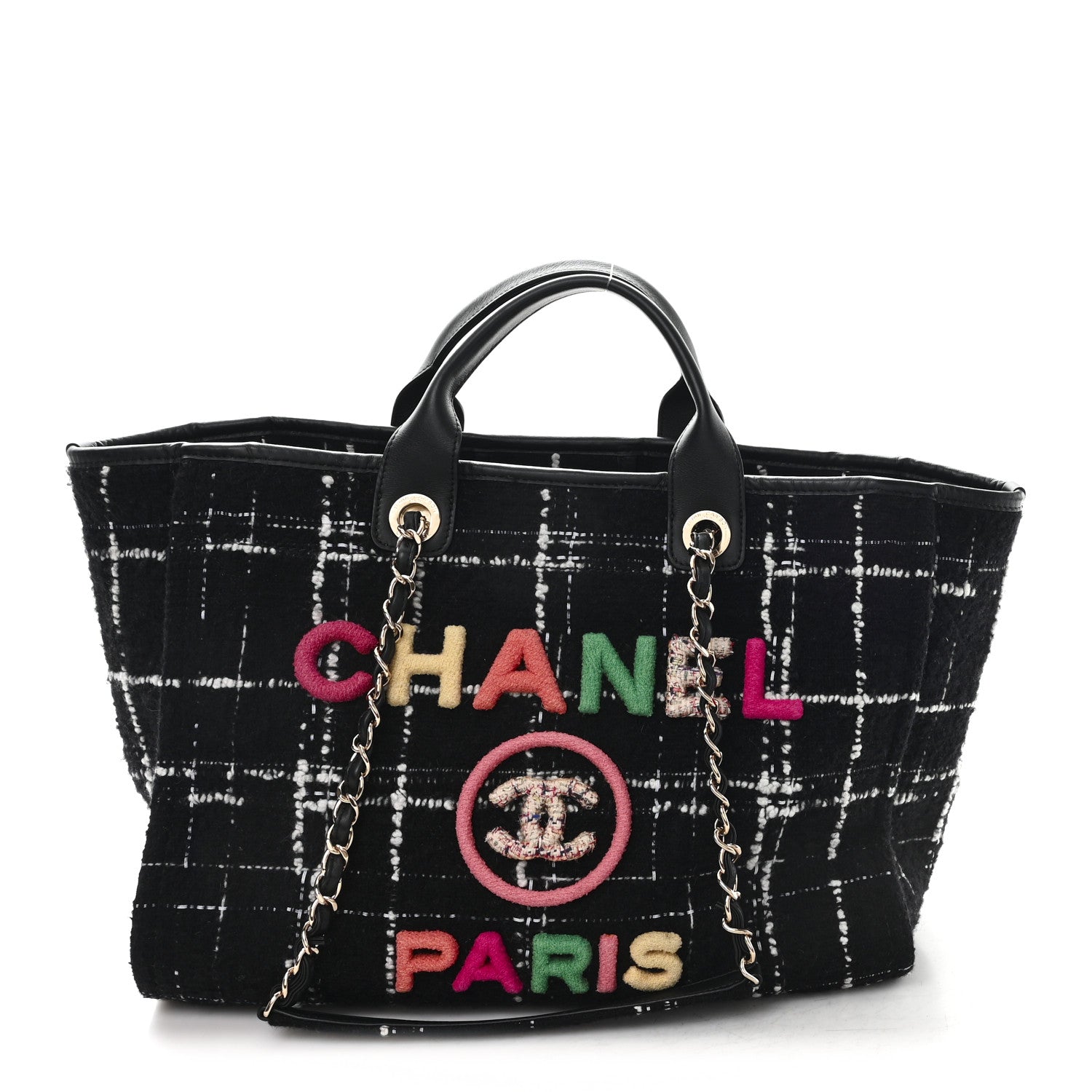 Chanel Tweed Medium Deauville Tote Black White Multicolor 1 of 10