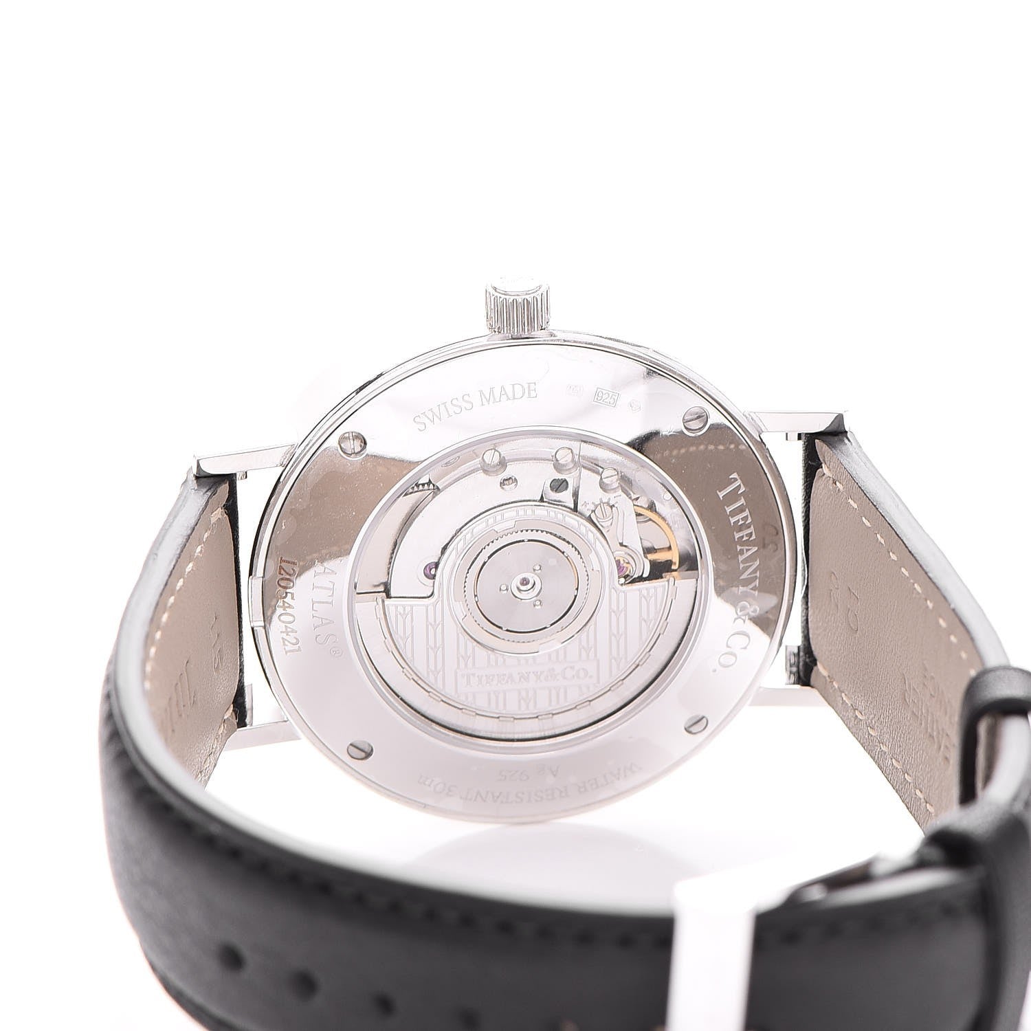 Tiffany Sterling Silver Calfskin 39mm Atlas Automatic Watch 5 of 13