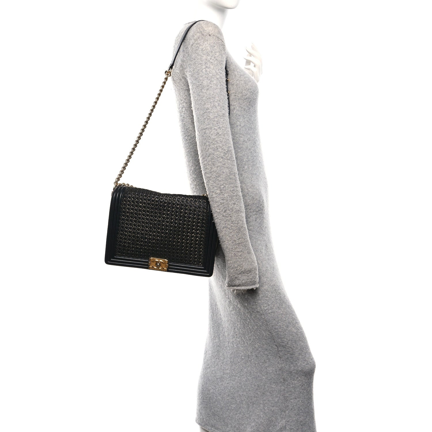 Chanel Braided Sheepskin Large Boy Reverso Flap Black 2 of 10