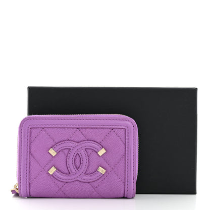 Chanel Caviar Quilted Filigree Coin Purse Purple 8 of 8