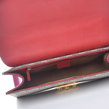 Gucci GG Supreme Monogram Calfskin Medium Padlock Shoulder Bag Beige Hibiscus Red New Rosette 6 of 9