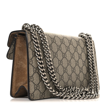 Gucci GG Supreme Monogram Suede Crystal Small Dionysus Shoulder Bag Beige Ebony Taupe 3 of 11
