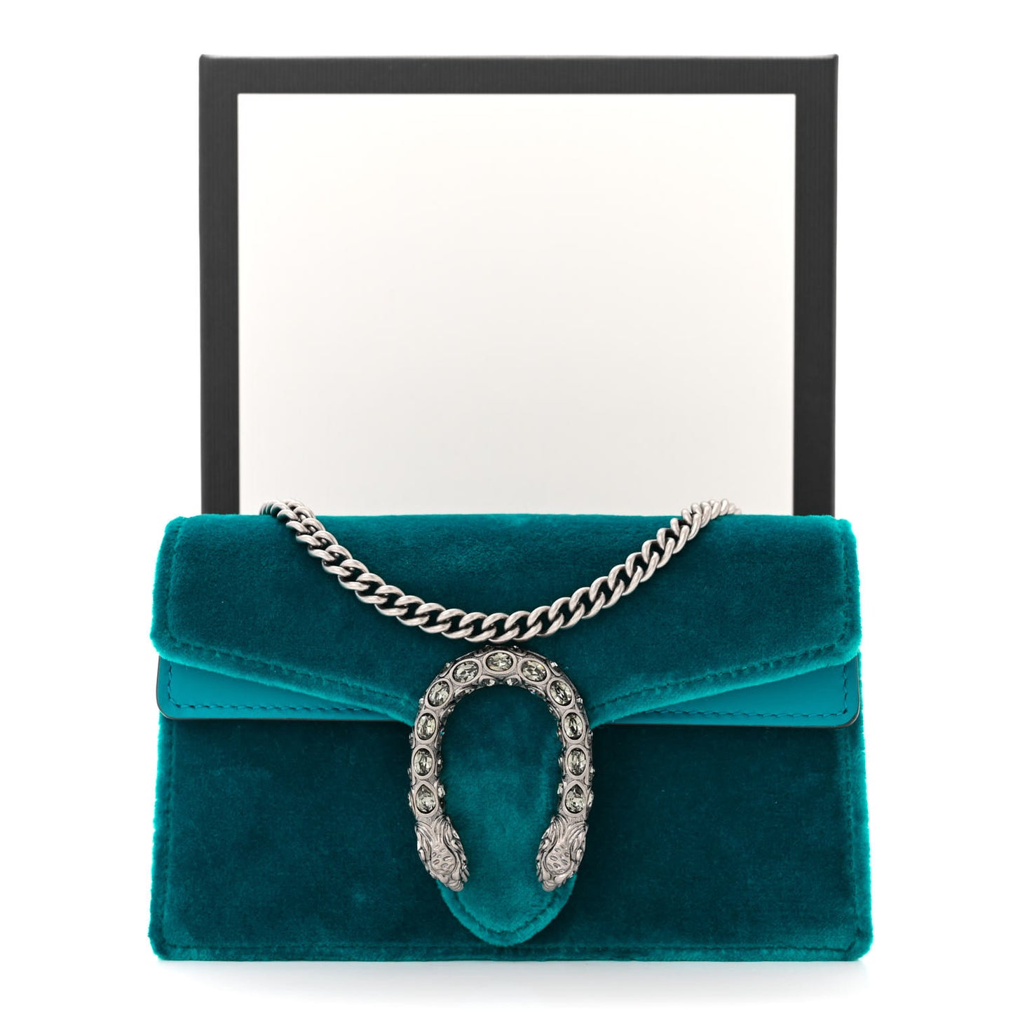 Velvet Super Mini Dionysus Shoulder Bag Pavone Cyan