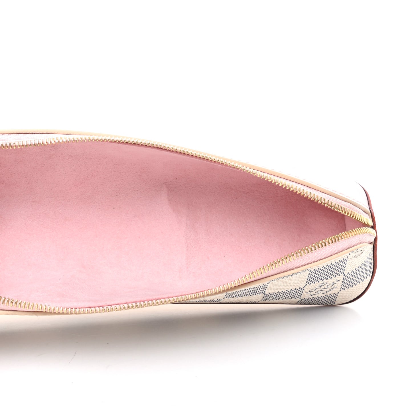 Damier Azur Elizabeth Pencil Pouch Rose Ballerine