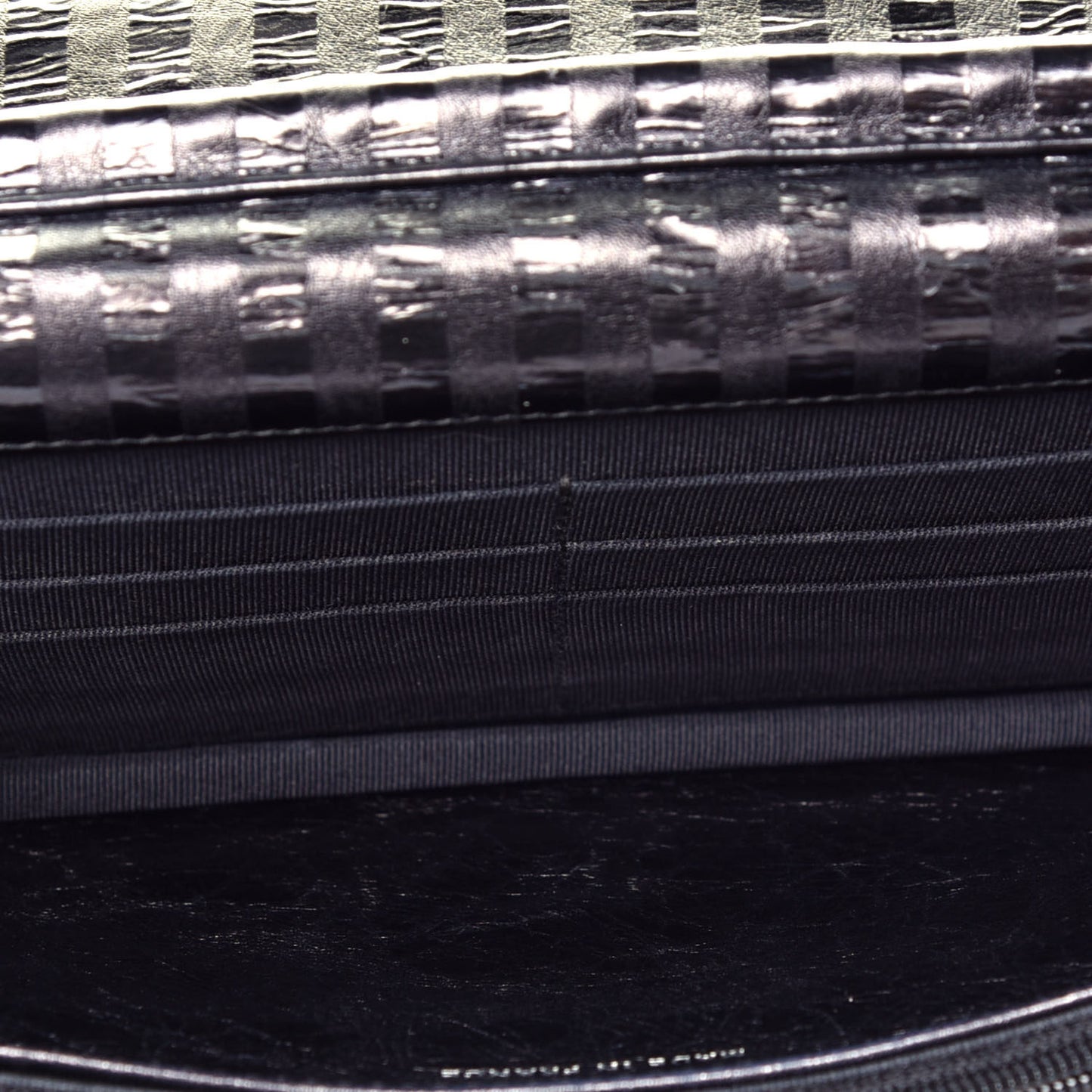 Aged Calfskin Striped Reissue Wallet On Chain WOC Black