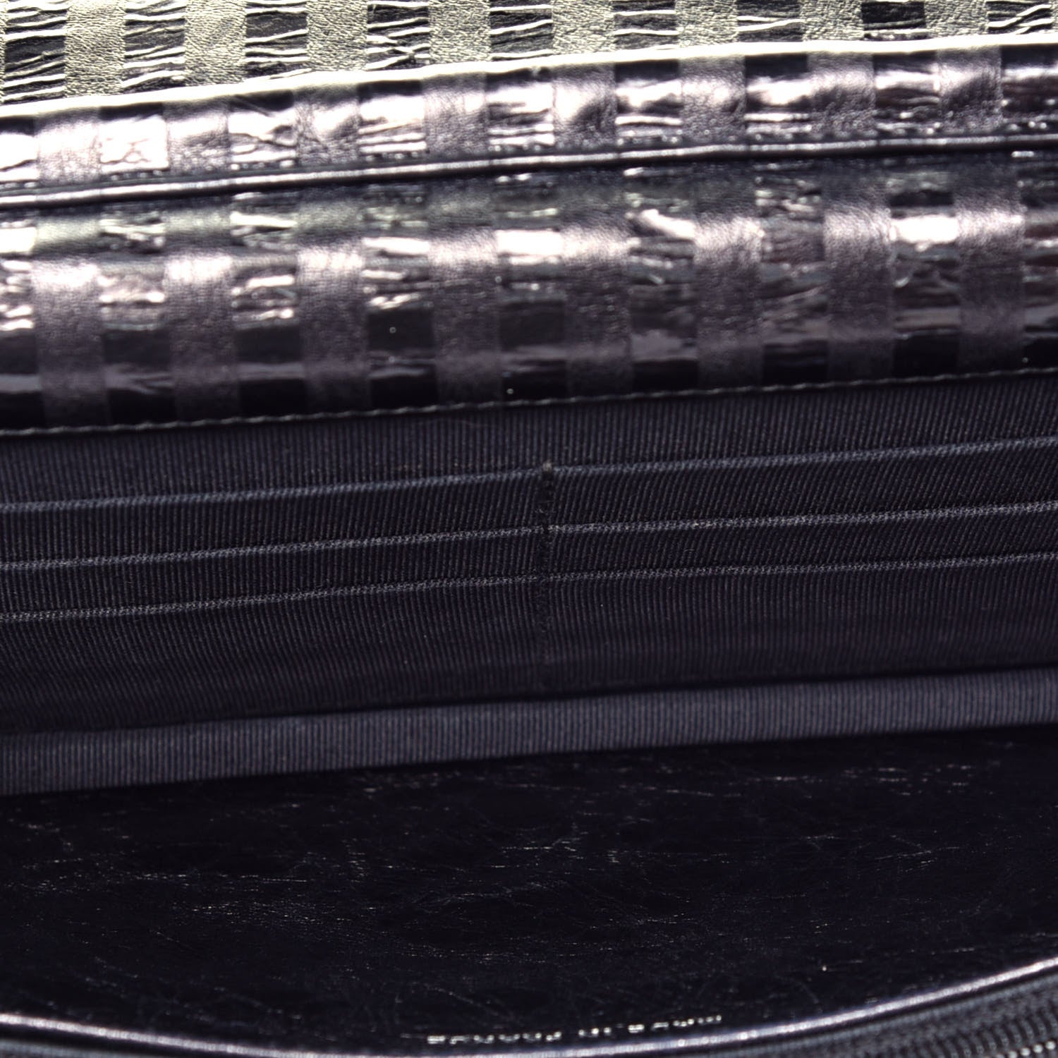 Chanel Aged Calfskin Striped Reissue Wallet On Chain WOC Black 5 of 10