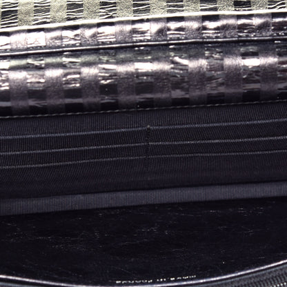 Chanel Aged Calfskin Striped Reissue Wallet On Chain WOC Black 5 of 10