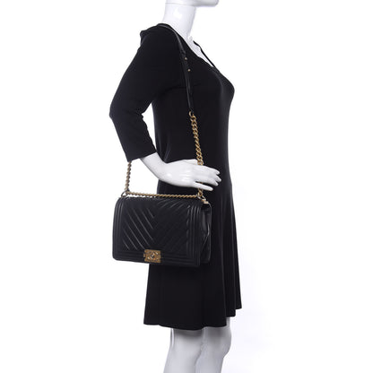 Chanel Calfskin Chevron Quilted New Medium Boy Flap Black 2 of 10