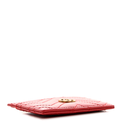 Gucci Calfskin Matelasse GG Marmont Card Holder Hibiscus Red 4 of 6