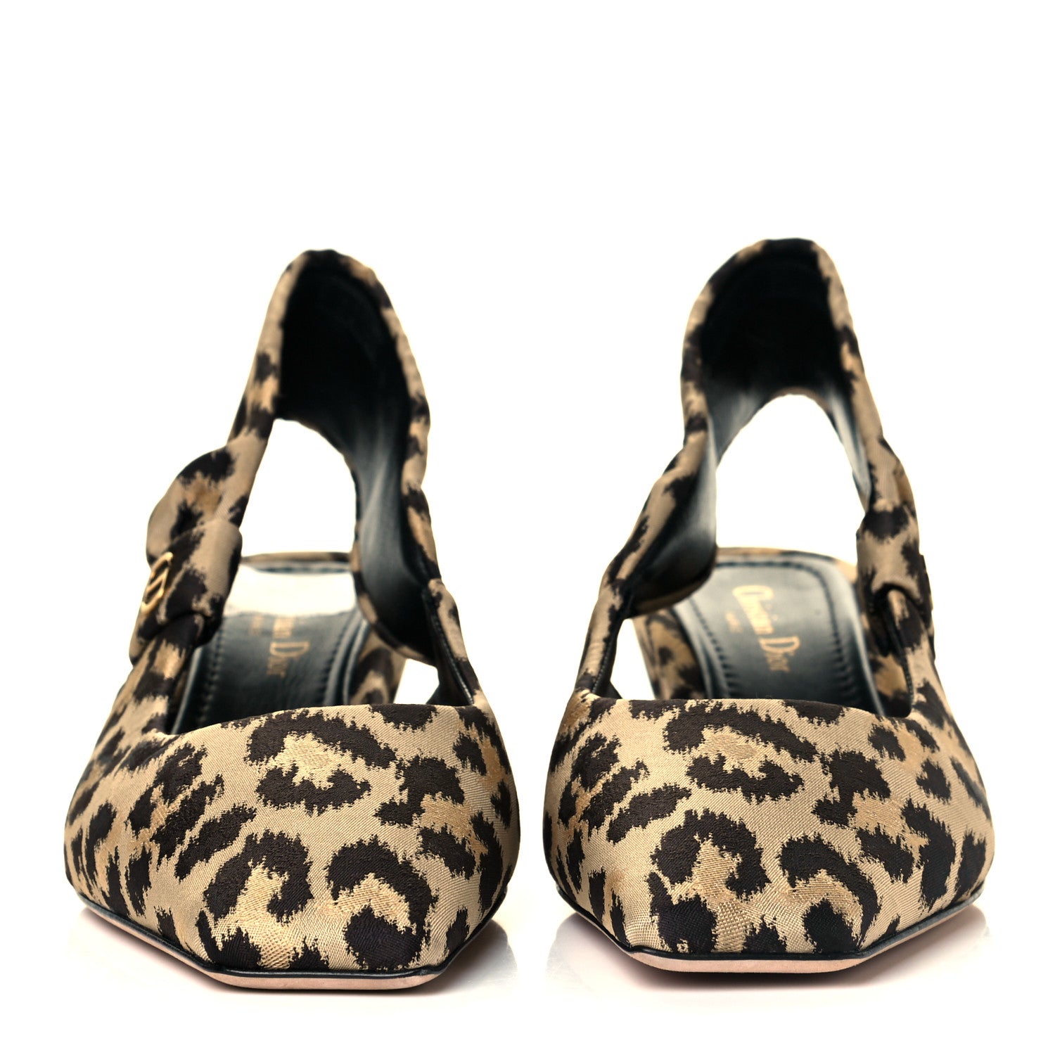 Christian Dior Nylon Leopard Print Mizza Slingback Pumps 40.5 Beige Multicolor 2 of 9