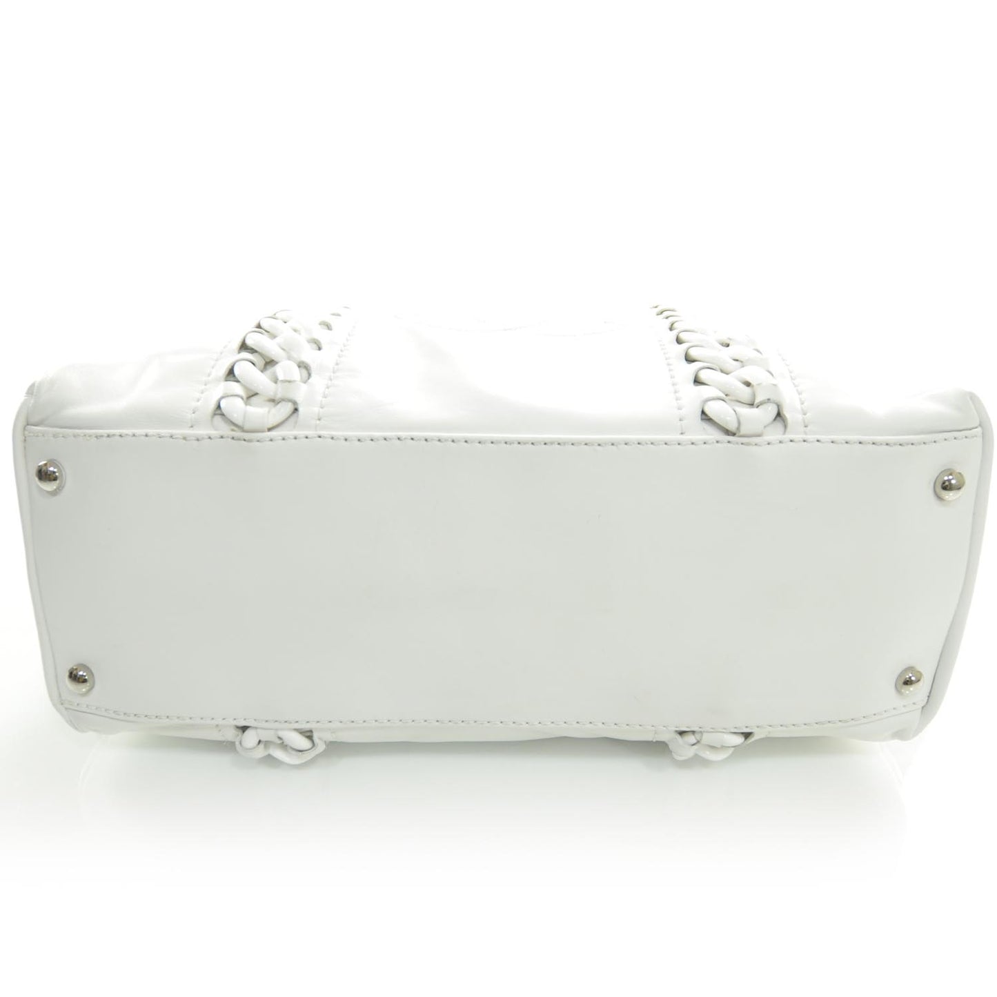 Leather Modern Chain Tote White