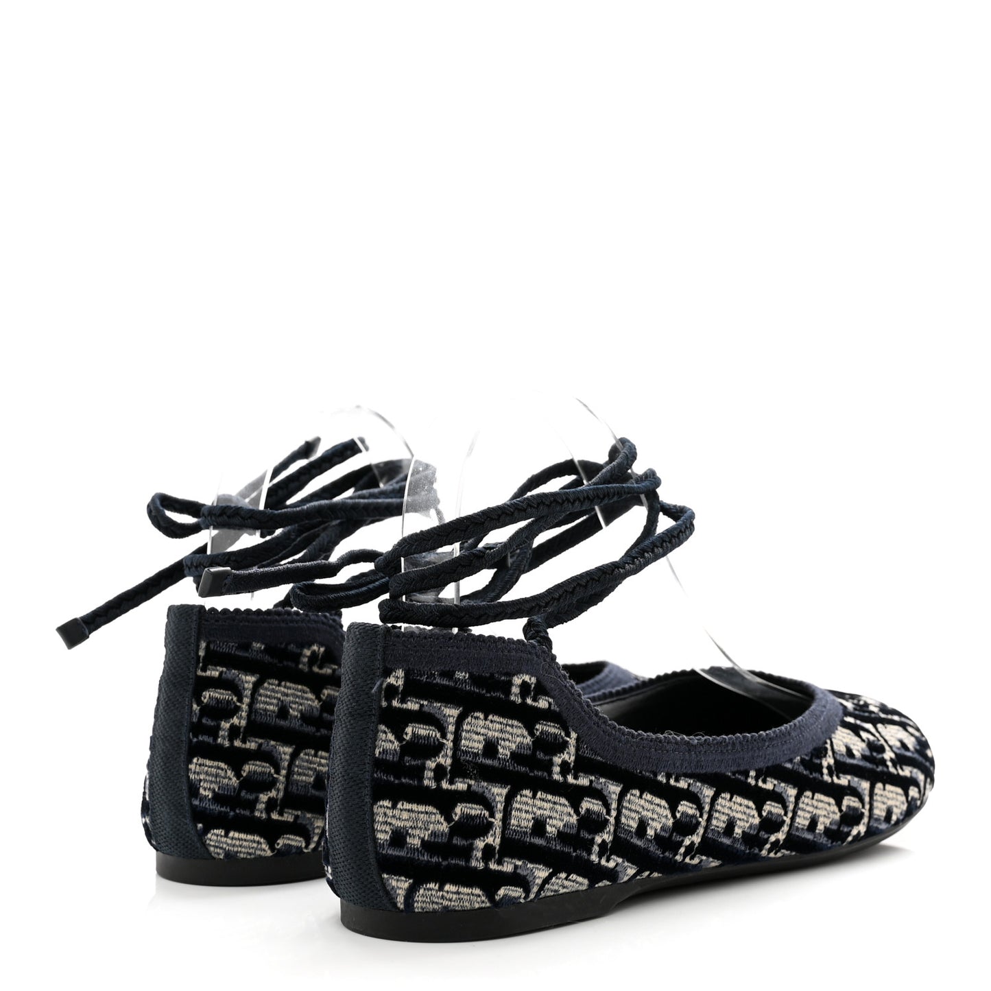 Velvet Oblique Poeme Laced Ballerina Flats 36.5 Blue