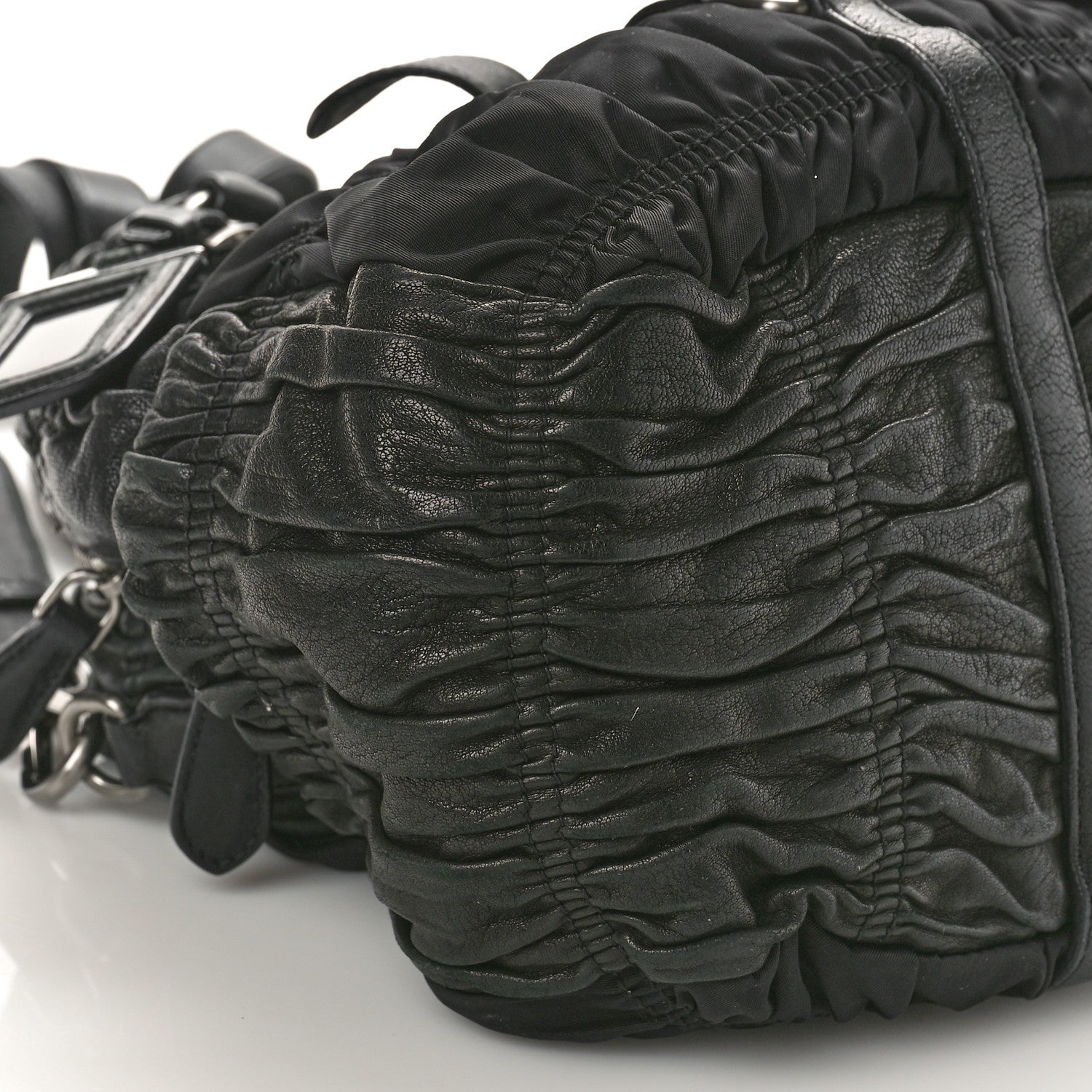 Prada Tessuto Nylon Nappa Braided Gaufre Shopping Satchel Black 7 of 10