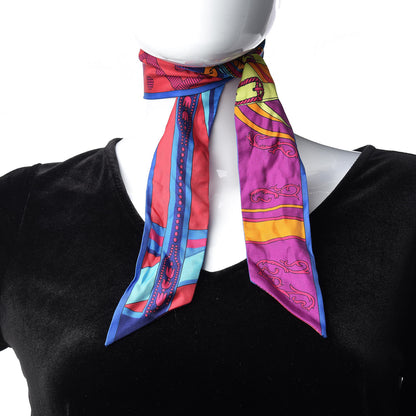 Hermes Silk Balade En Berline Twilly Rouge Fuchsia Turquoise 2 of 6
