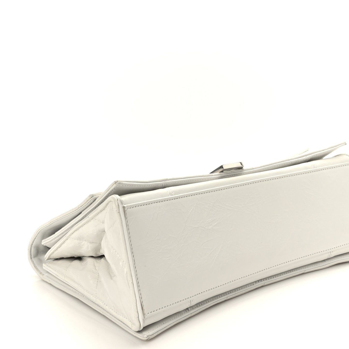 Crushed Calfskin Quilted Medium Crush Chain Bag Optic White