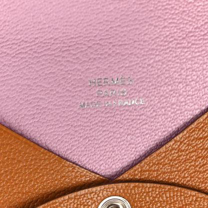 Hermes Chevre Mysore Verso Calvi Card Case Caramel Mauve Sylvestre 6 of 7