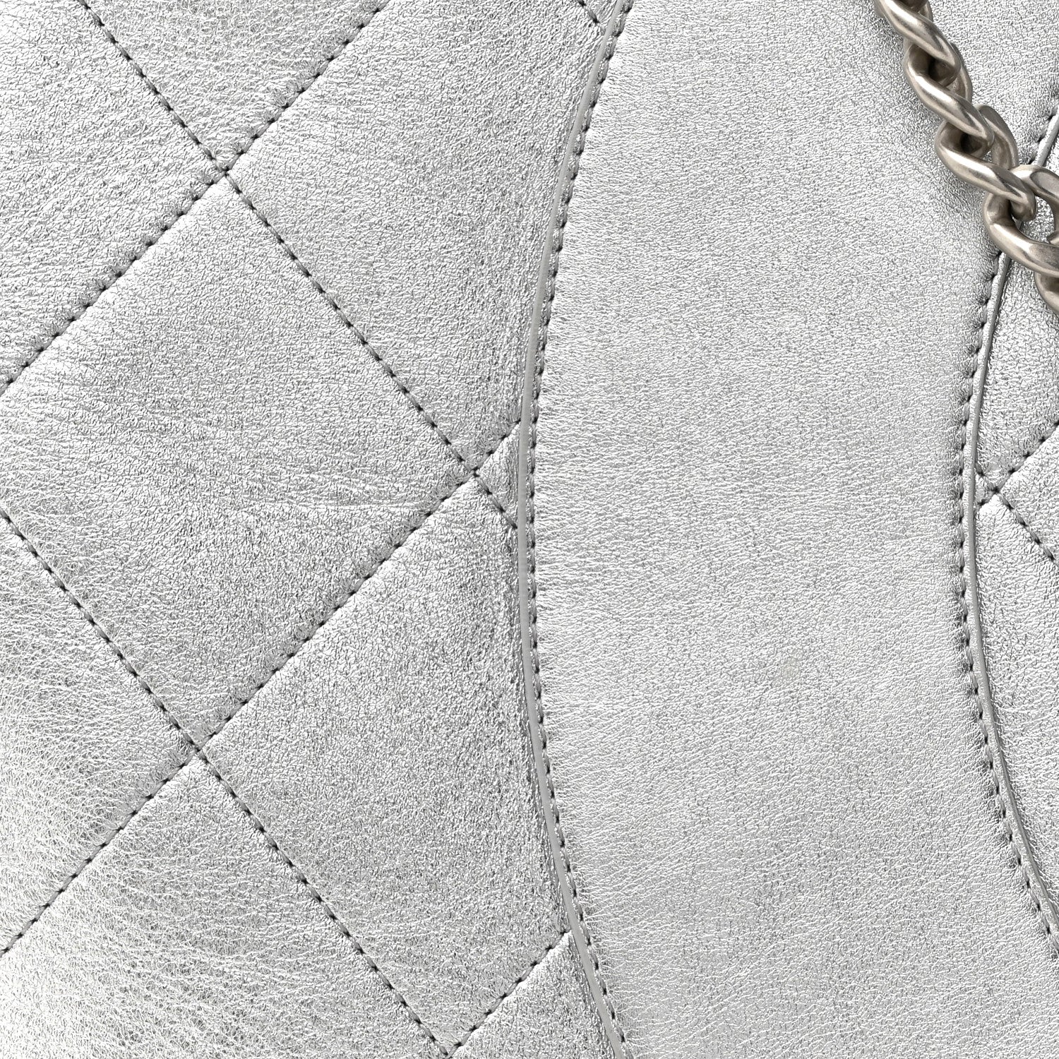 Chanel Metallic Calfskin Stitched CC Club Monaco Tote Silver 8 of 12