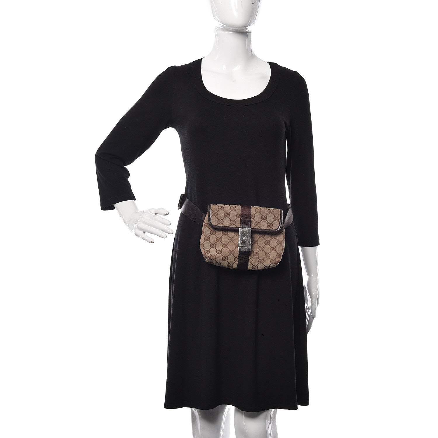 Gucci Monogram Waist Pouch Bag Dark Brown 1 of 12