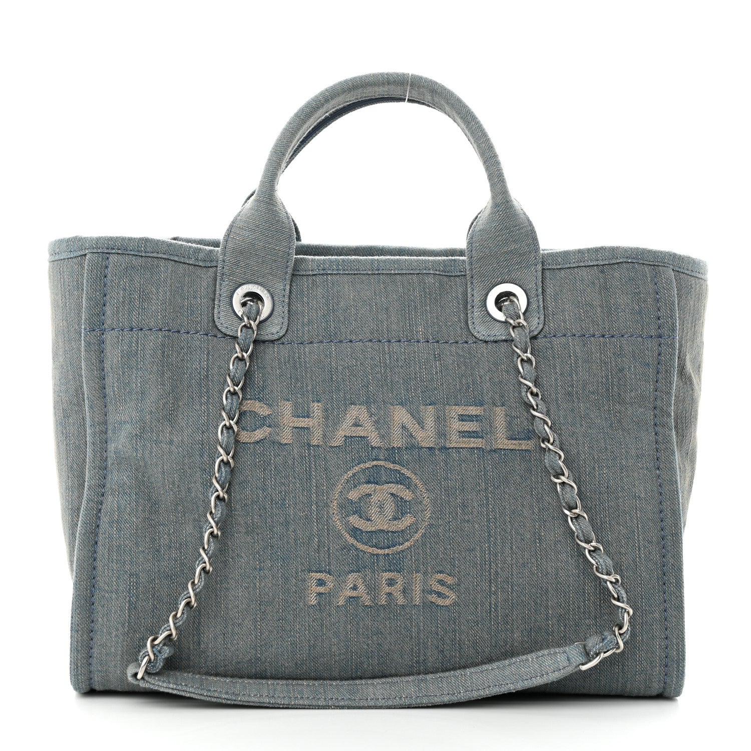 Chanel Denim Small Deauville Tote Light Blue 3 of 12
