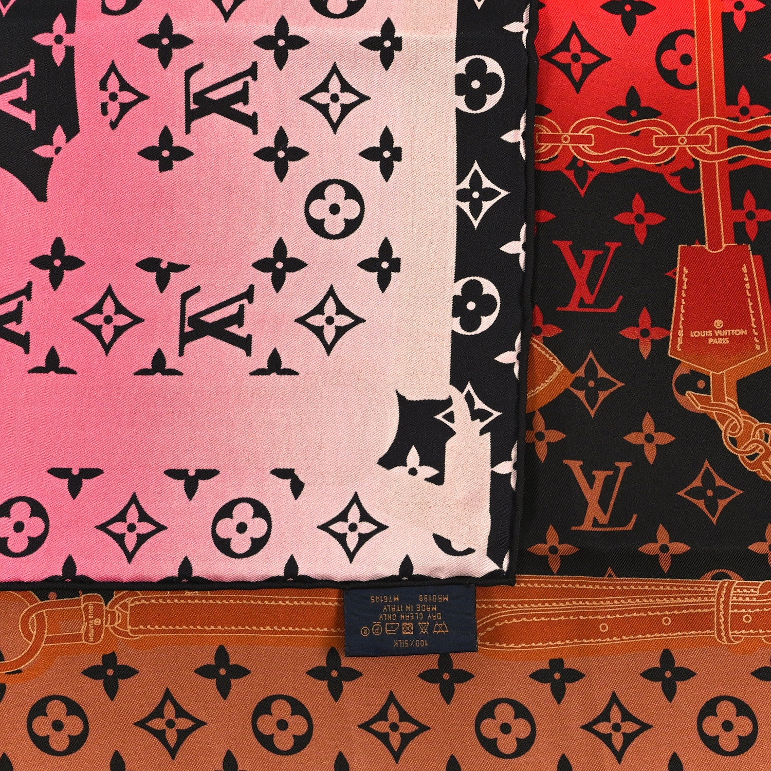 Louis Vuitton Silk Monogram Rising Confidential Square Scarf 70 Beige Multicolor 5 of 6