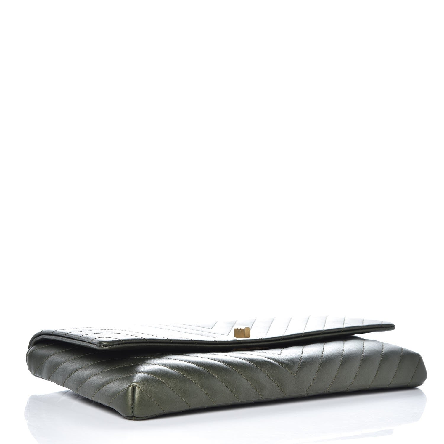 Chanel Aged Calfskin Chevron Quilted Reissue 2.55 Clutch Green 4 of 8
