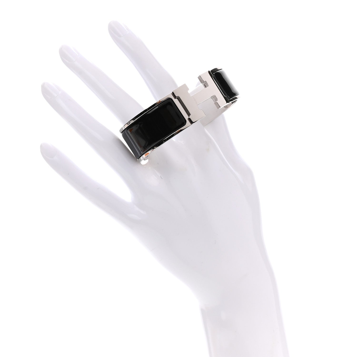 Hermes Enamel Wide Clic Clac H Bracelet GM Black 2 of 5