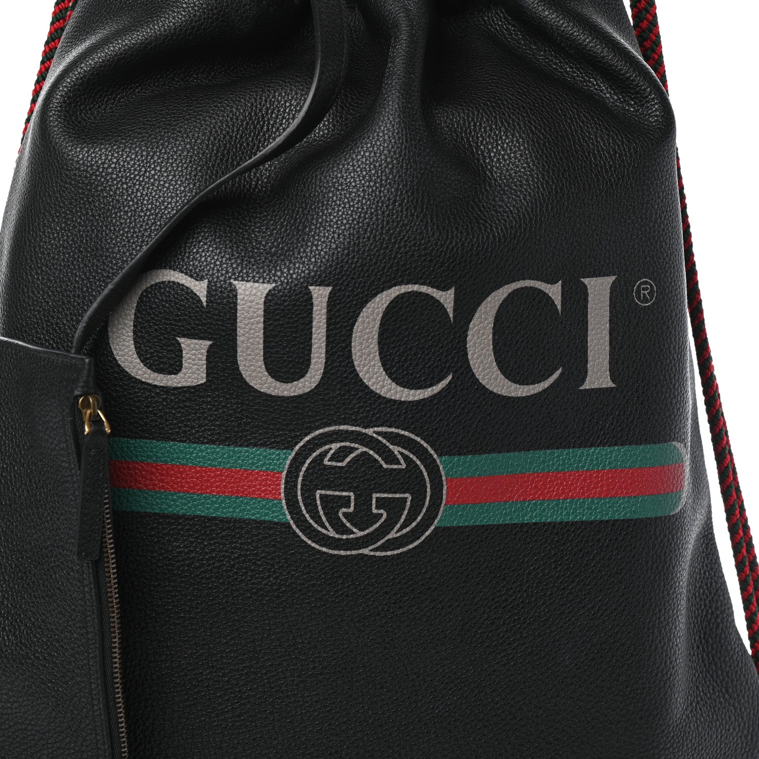 Gucci Calfskin Logo Drawstring Backpack Black 7 of 9