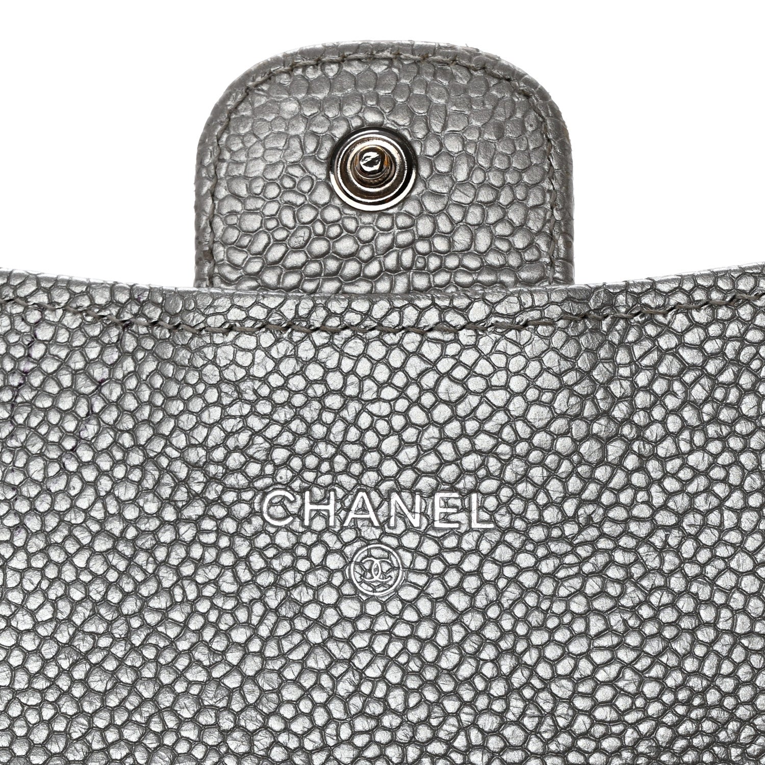 Chanel Glittered Metallic Caviar Quilted Large Flap Wallet Silver 6 of 16