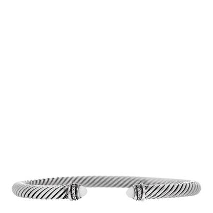 David Yurman Sterling Silver Diamond White Agate 5mm Cable Classics Bracelet 1 of 3