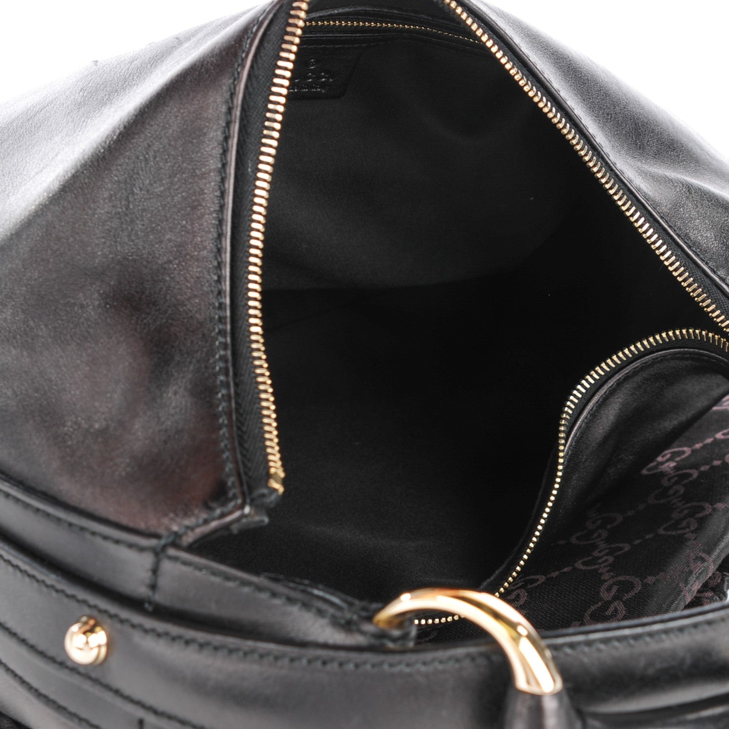 Gucci Calfskin Medium Horsebit Chain Hobo Black 7 of 7