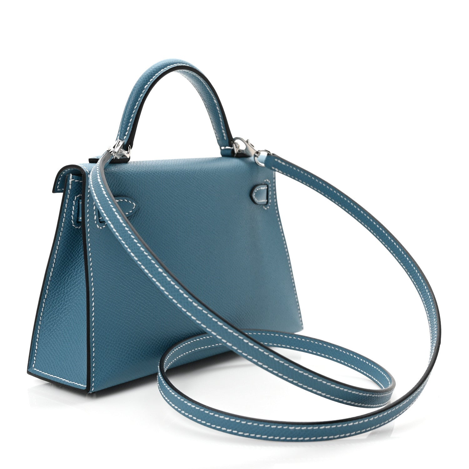 Hermes Epsom Mini Kelly Sellier 20 New Blue Jean 2 of 8